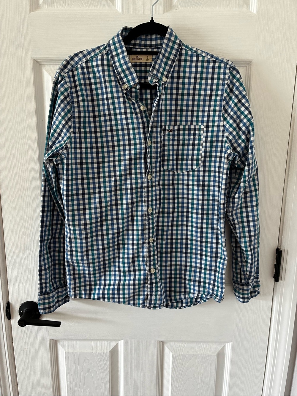 Hollister Blue & White Check Button-Down Shirt